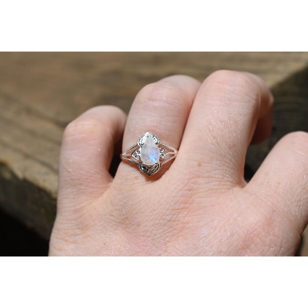 Engagement ring Moonstone sterling silver ring American made
